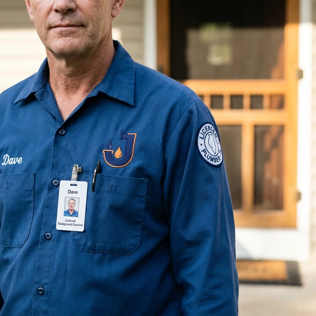 Licensed plumber showing ID badge in Winchester, TN